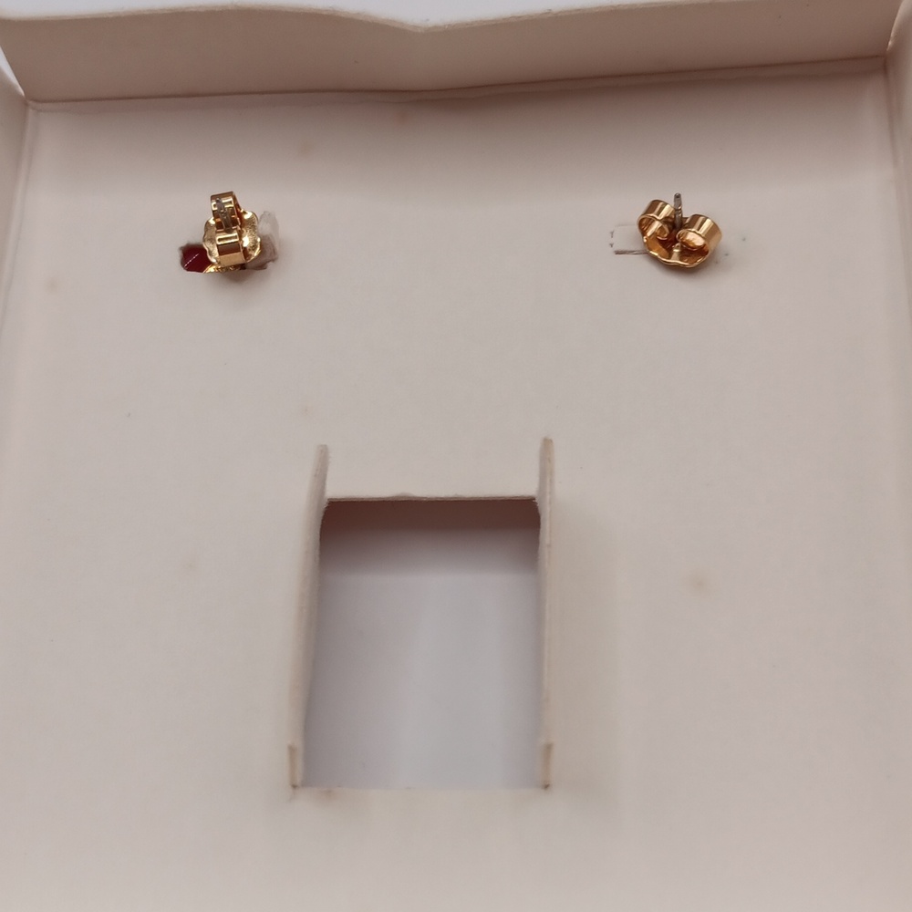 Avon Red and Gold Round Post Earrings with Green/Black Accent Replacements - Picture 7 of 7